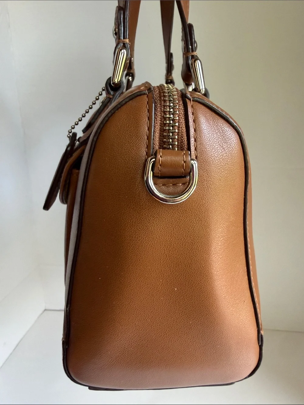COACH Brown Leather Satchel Bag with Silver Buckle